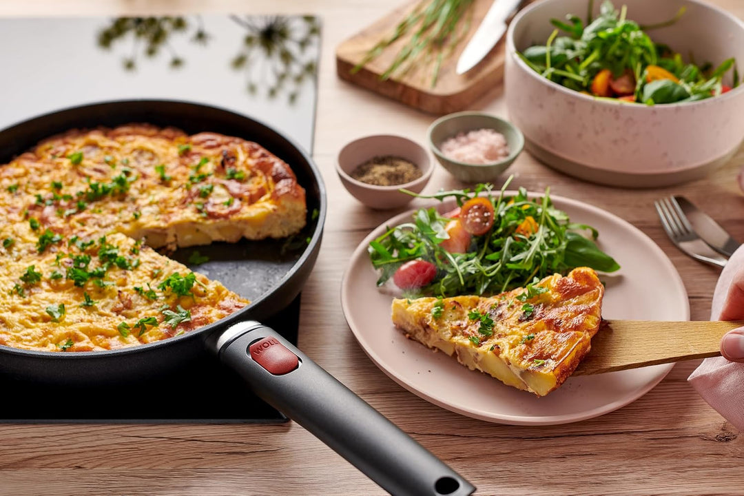Woll Eco Lite QXR Flachpfanne - Induktiv - Ø 28 cm, 5 cm hoch, mit abnehmbarem Stiel - Geeignet für
