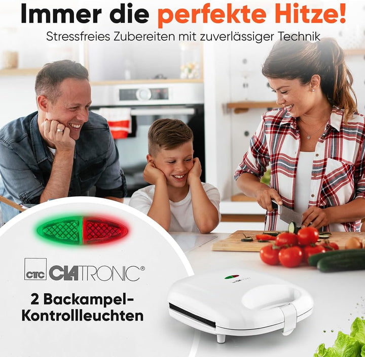Clatronic® Sandwichmaker | für dreieckige Sandwichplatten | Sandwichtoaster mit Antihaftbeschichtung