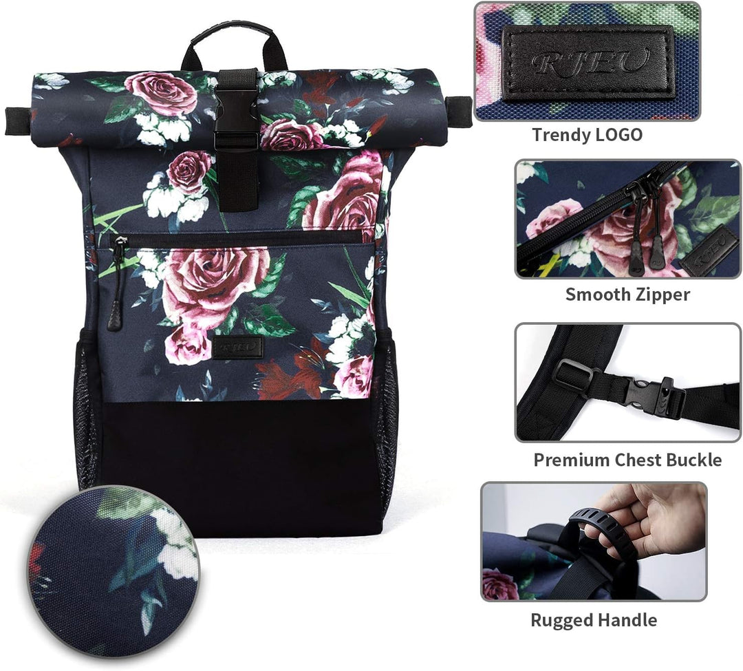 RJEU Rucksack Damen,Laptop Rucksack für 17.3 Zoll Laptop,Schulrucksack Frauen Mädchen Teenager mit U