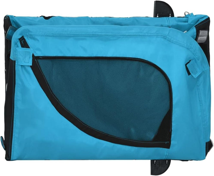 vidaXL Fahrradanhänger Hunde Grün und Schwarz Oxford-Gewebe &amp; Eisen Blau 53 x 124 x 53 cm, Blau 53 x