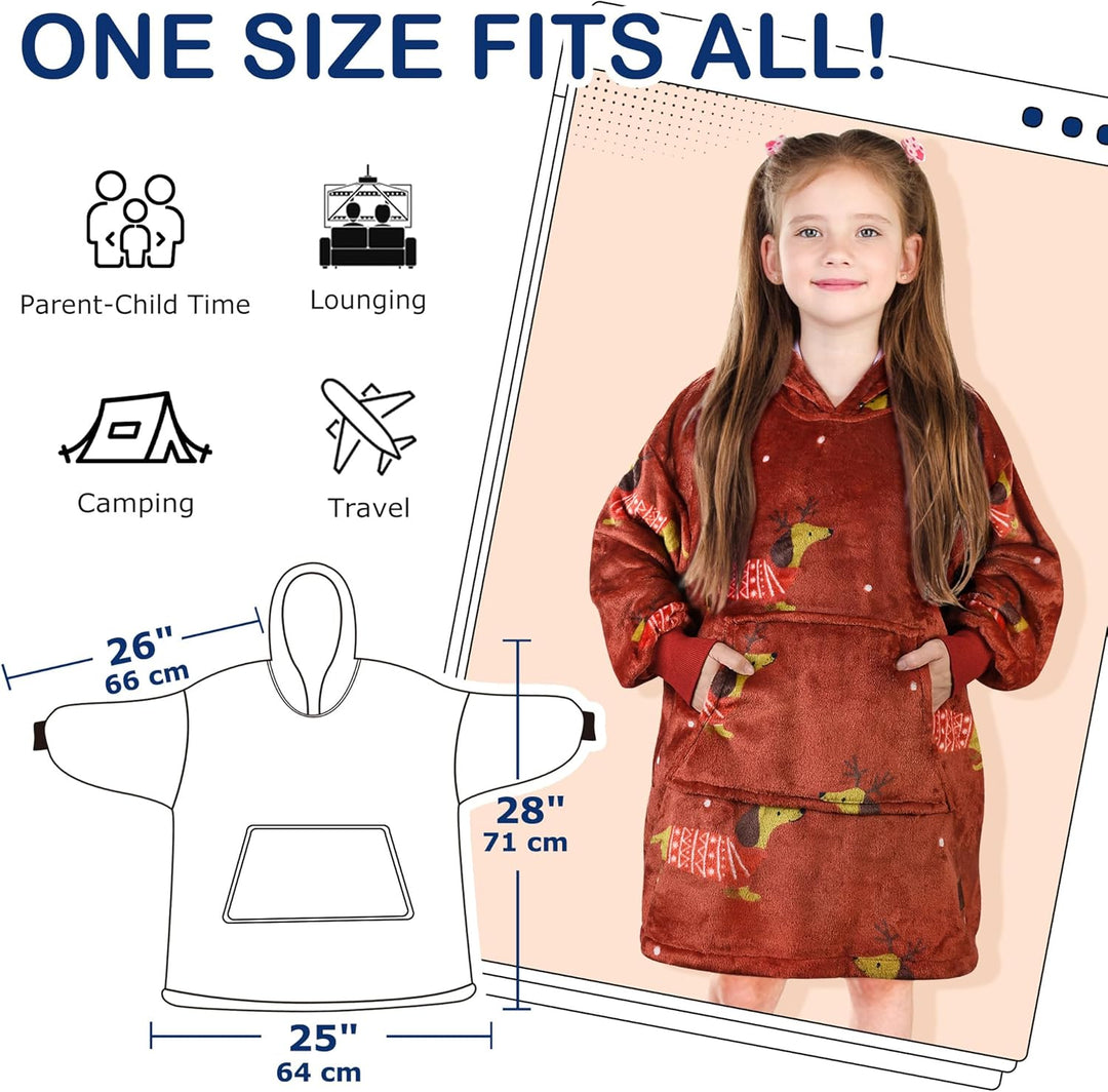 Catalonia Classy Kinder Hoodie Decke, übergrosse Kuschel Hoodie Kinder, Mädchen Jungen Kuschel Fleec