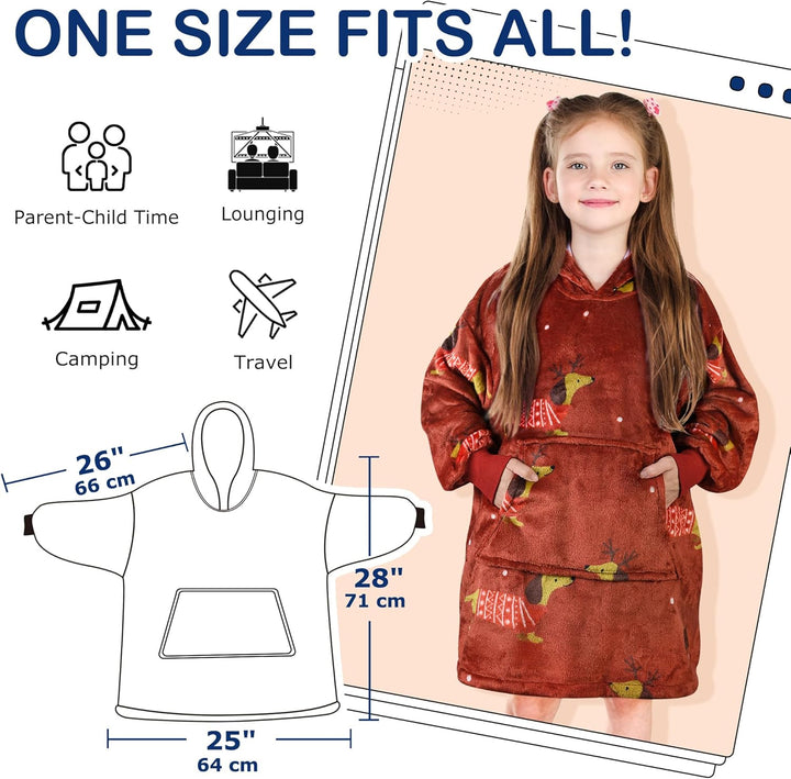 Catalonia Classy Kinder Hoodie Decke, übergrosse Kuschel Hoodie Kinder, Mädchen Jungen Kuschel Fleec