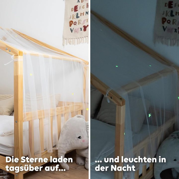 Hausbett Himmel mit leuchtenden Sternen - Betthimmel Hausbett Deko - Geschenk Mädchen & Jungen - Him