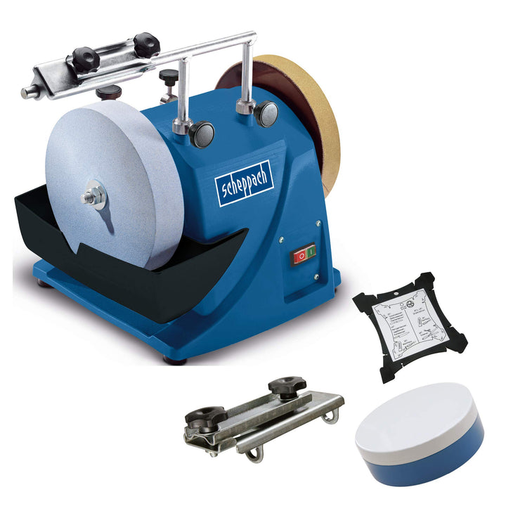 Scheppach Nass-Schleifsystem TIGER 2000S (Nass-Schleifmaschine mit 120W, Schleifstein aus Edelkorund