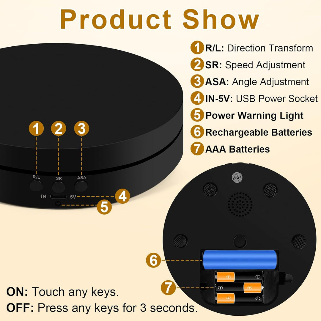 Elektrischer Drehteller 360°, 2in1 Motorisierter Drehständer Display-Tisch zur Präsentation von Schm