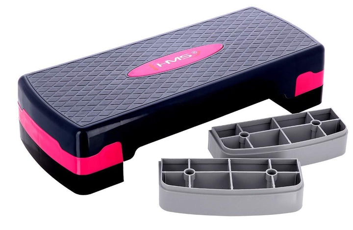 HMS Steppbrett Crossfit Fitness Stepper 3-Stufen Stepper Step-Bench - Rosa-grau - AS002