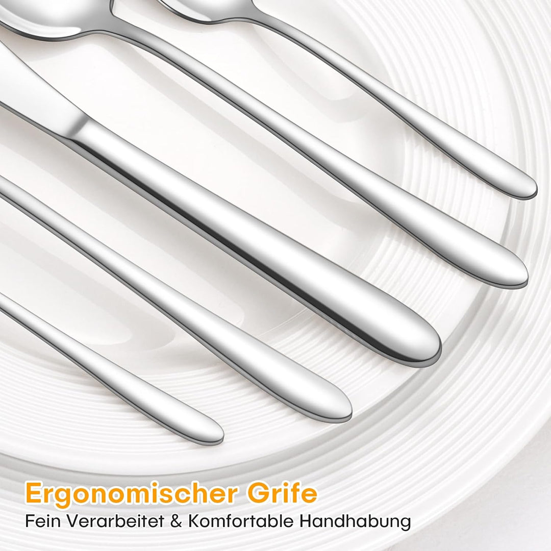 HONKKU Besteck Set, 60 Teilig Edelstahl Besteckset für 12 Personen, Essbesteck Set mit Abendessen Me