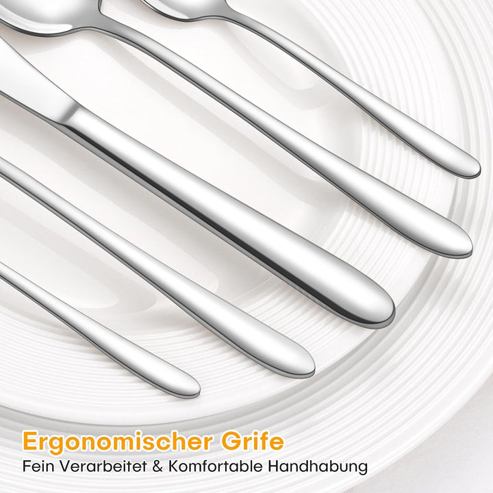 HONKKU Besteck Set, 60 Teilig Edelstahl Besteckset für 12 Personen, Essbesteck Set mit Abendessen Me