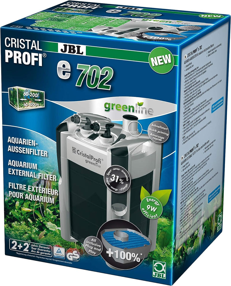 JBL CristalProfi e702 greenline Aussenfilter für Aquarien 60-200 Litern Single, 60-200 Litern Single