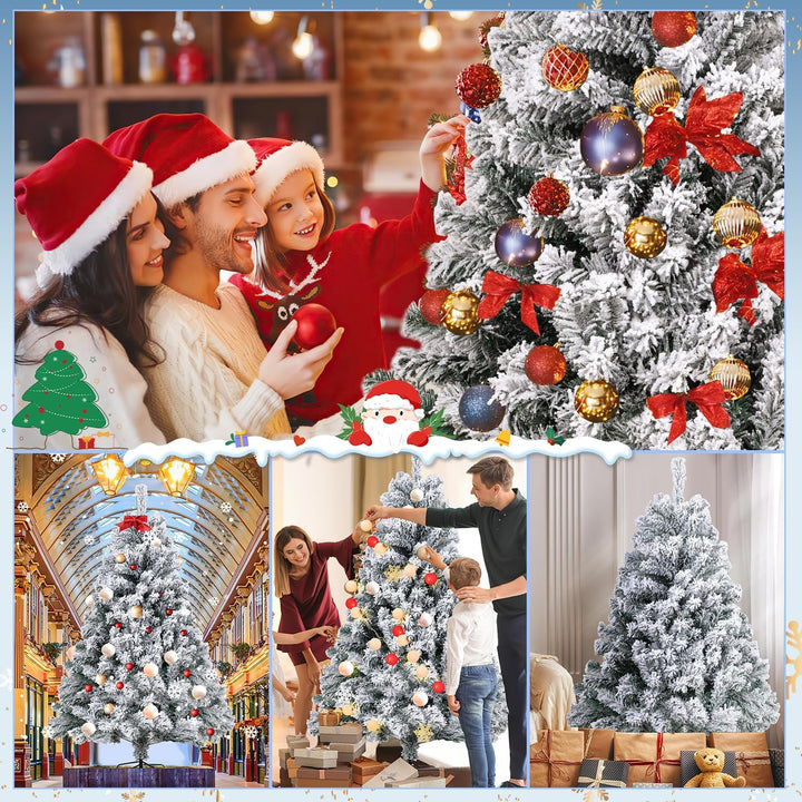 Tubiaz Künstlicher Weihnachtsbaum mit Schnee, 150cm Künstlicher Christbaum für Weihnachtsdeko, Tanne