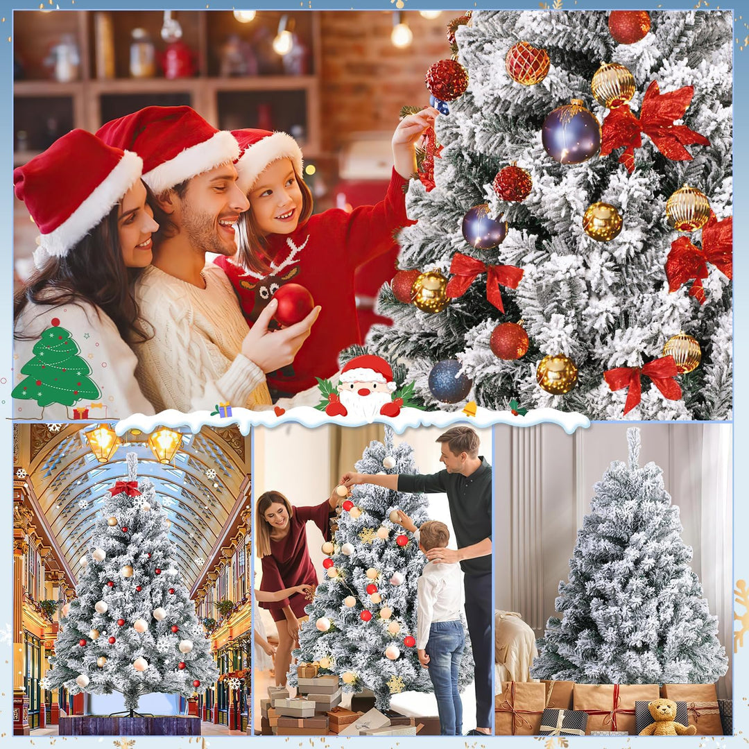 Tubiaz Künstlicher Weihnachtsbaum mit Schnee, 120cm Künstlicher Christbaum für Weihnachtsdeko, Tanne