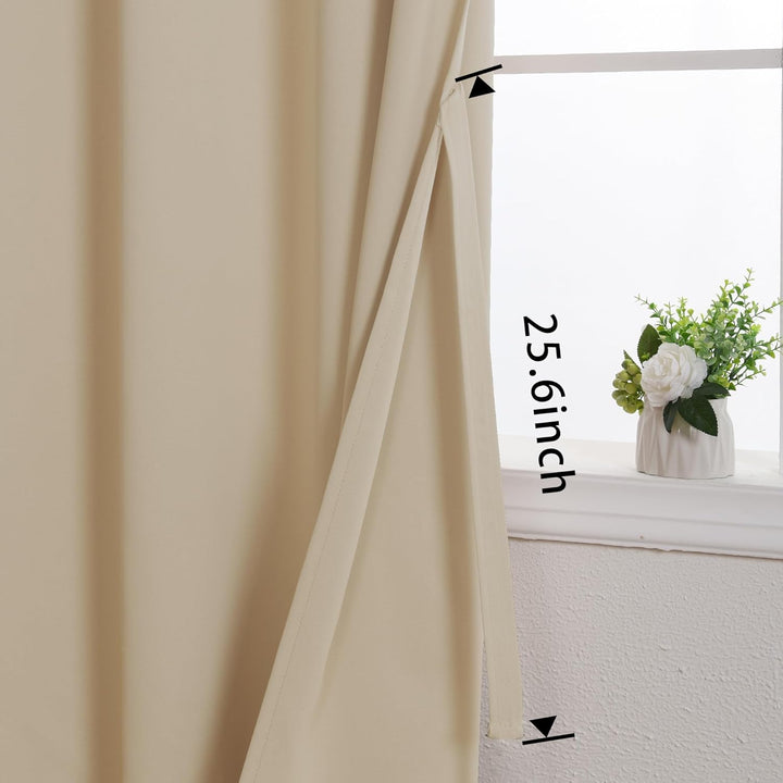 JIUZHEN Blickdicht Vorhänge Gardinen Ösenvorhang für Schlafzimmer Wohnzimmer,Beige Verdunkelungsvorh