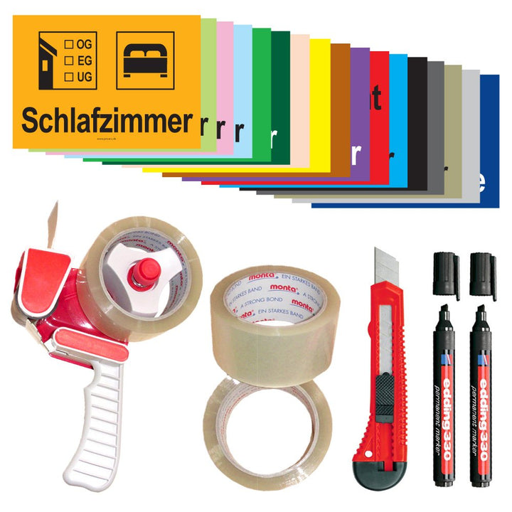 PRICARO Umzugsaufkleber "Komplettpaket Haus", 180 Stück Komplettpaket Haus - 180 Stück, Komplettpake