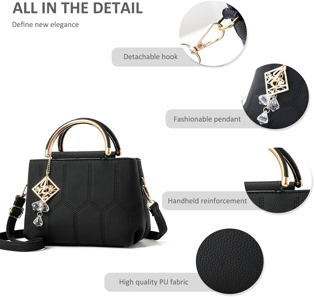 NICOLE & DORIS Handtasche Damen Klein Schultertaschen PU Leder Frauen Umhängetasche Henkeltasche Min