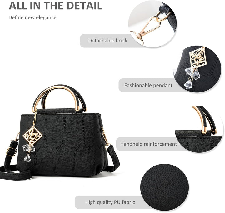 NICOLE & DORIS Handtasche Damen Klein Schultertaschen PU Leder Frauen Umhängetasche Henkeltasche Min