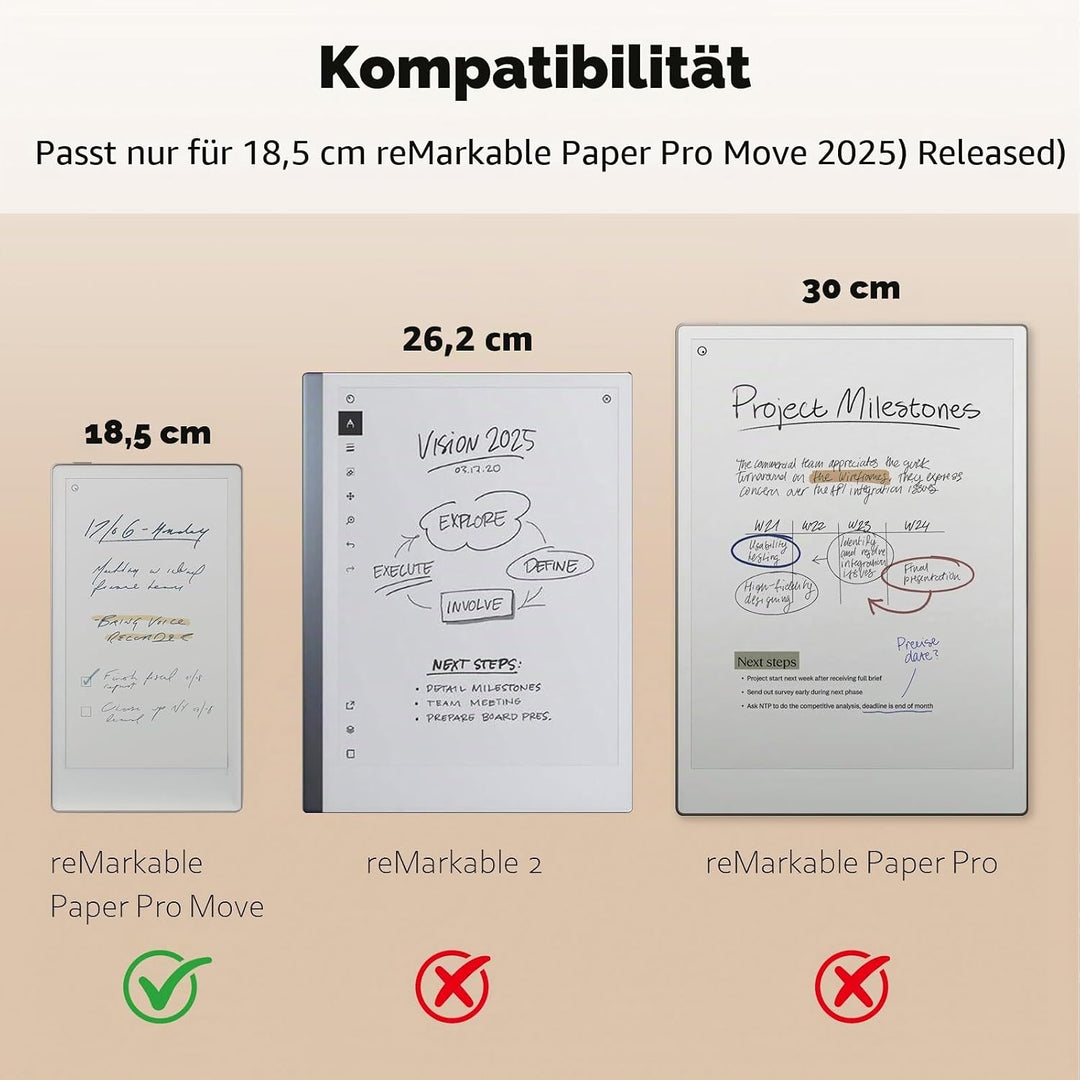 Fintie Hülle für Remarkable Paper Pro Move 7.3" 2025 mit Stifthalter, Hochwertiges PU-Material Leich
