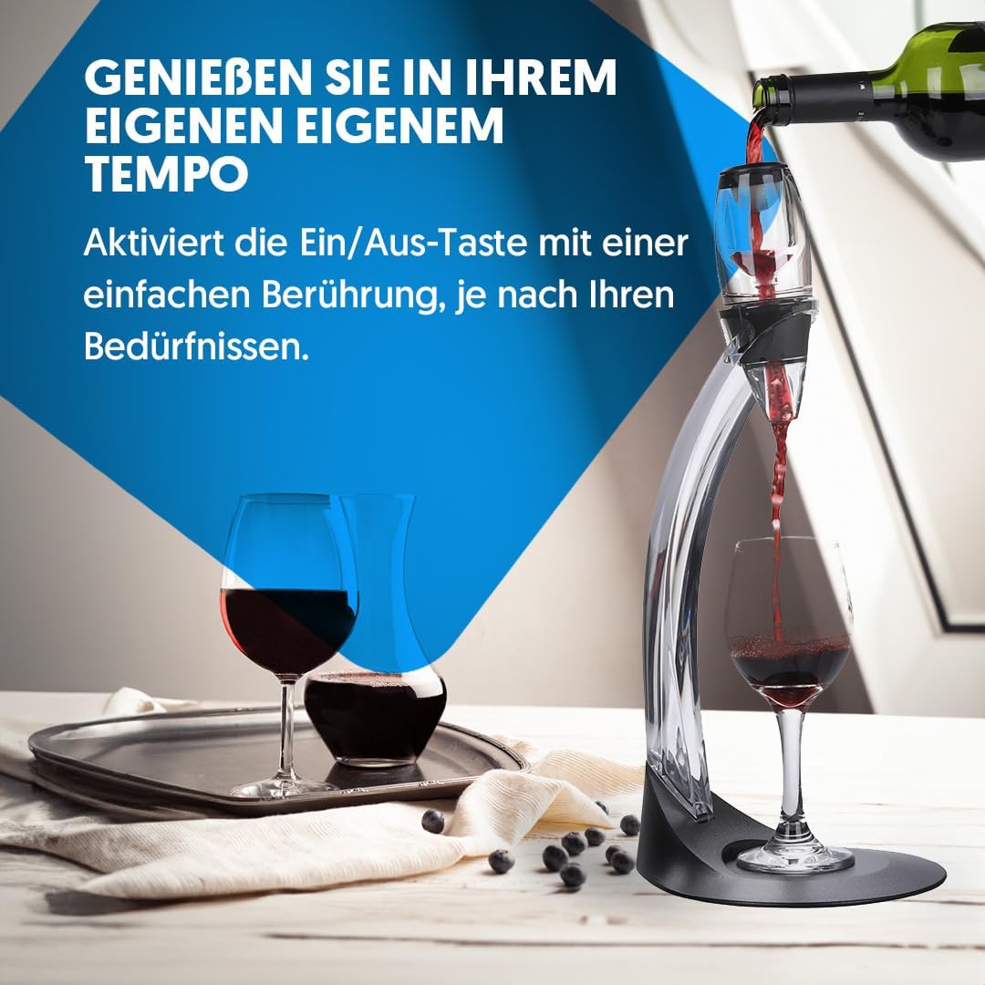 NK Weindekanter-Set + Ständer - Weinbelüfter mit Filtration, Acrylmaterial, eingebautem Filter, inkl