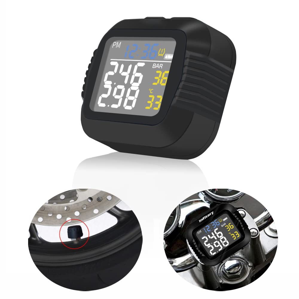 TOTMOX Motorrad-Reifendrucküberwachung, USB-Aufladung, kabelloses LCD-Display, TPMS-Überwachungssyst