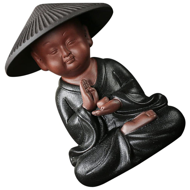Operitacx Teefilter Chinesische Buddha-statue Meditierende Buddhafiguren Glückliche Buddha-figur Kle