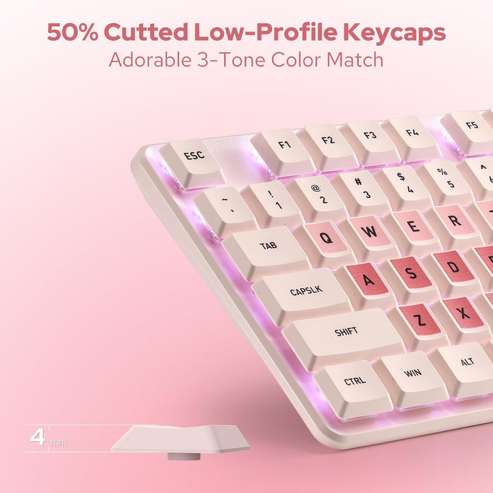 Redragon BS8531 Büro Tastaturen &amp; -Mäuse Combos Kabellos Mechanisch Rosa | 3-farbig rosa mechanische