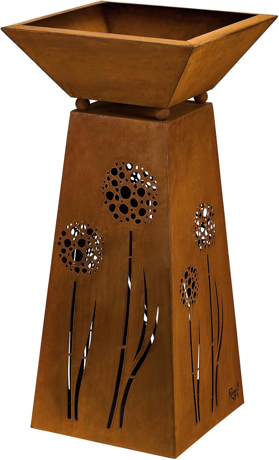 Rostikal Blumensäule 72 cm Pflanzschale Gartendeko Vintage Deko Pflanzsäule mit Schale Gartendeko Ro