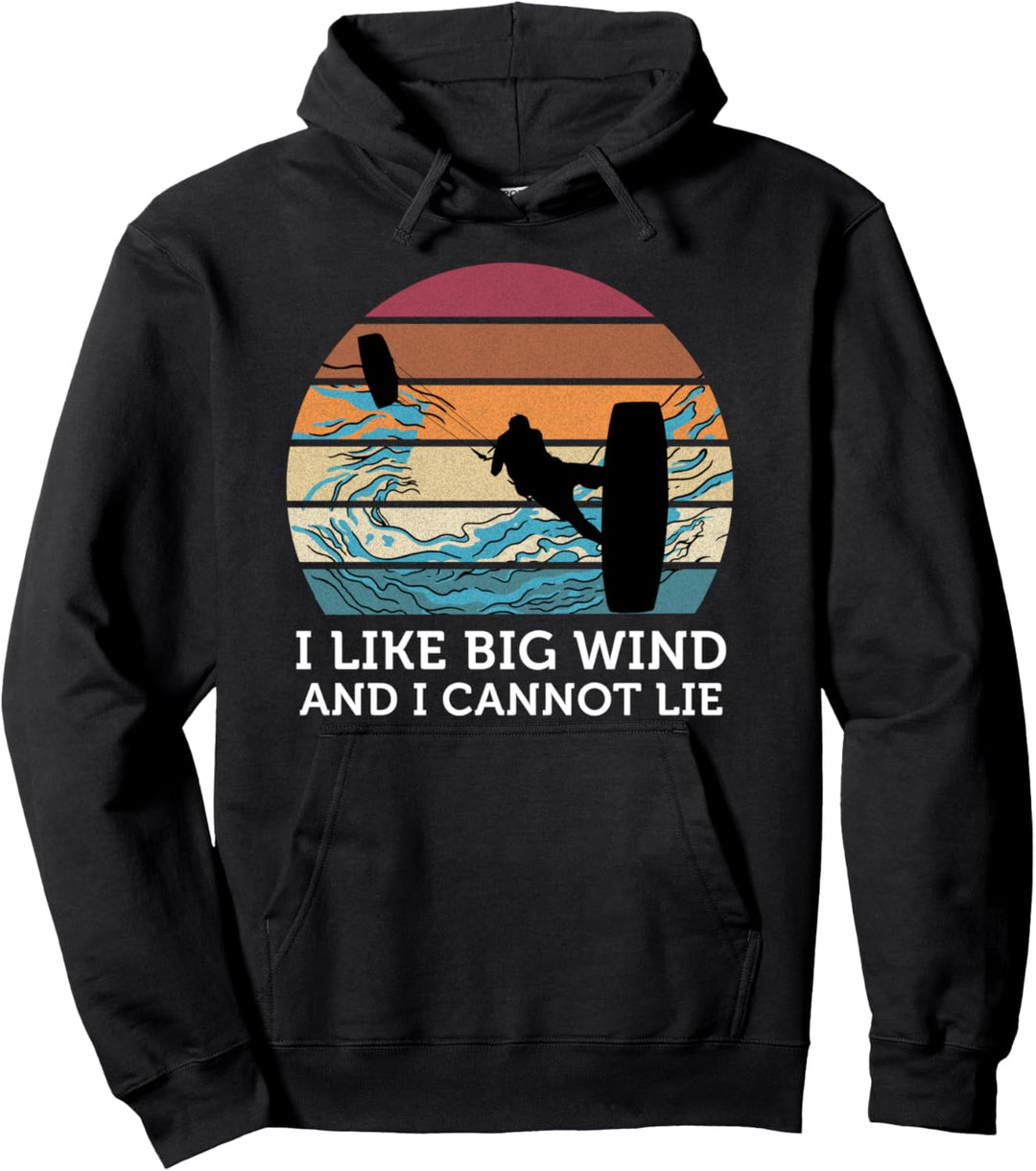 Ich mag Big Wind Kitesurfen Vintage Sunset Surfboard Lover Pullover Hoodie