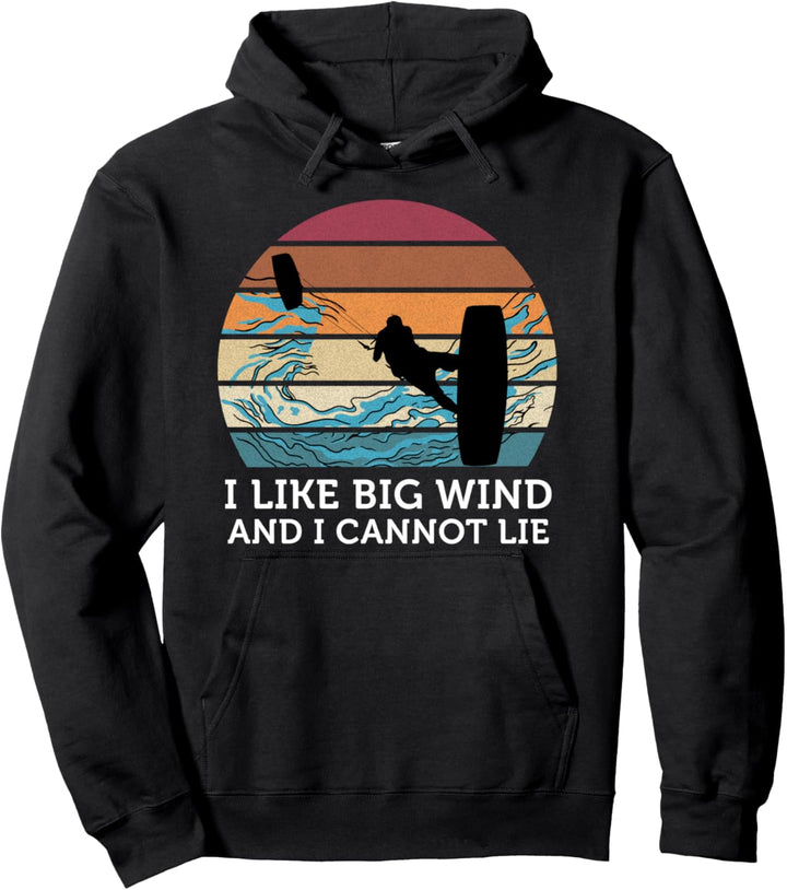Ich mag Big Wind Kitesurfen Vintage Sunset Surfboard Lover Pullover Hoodie