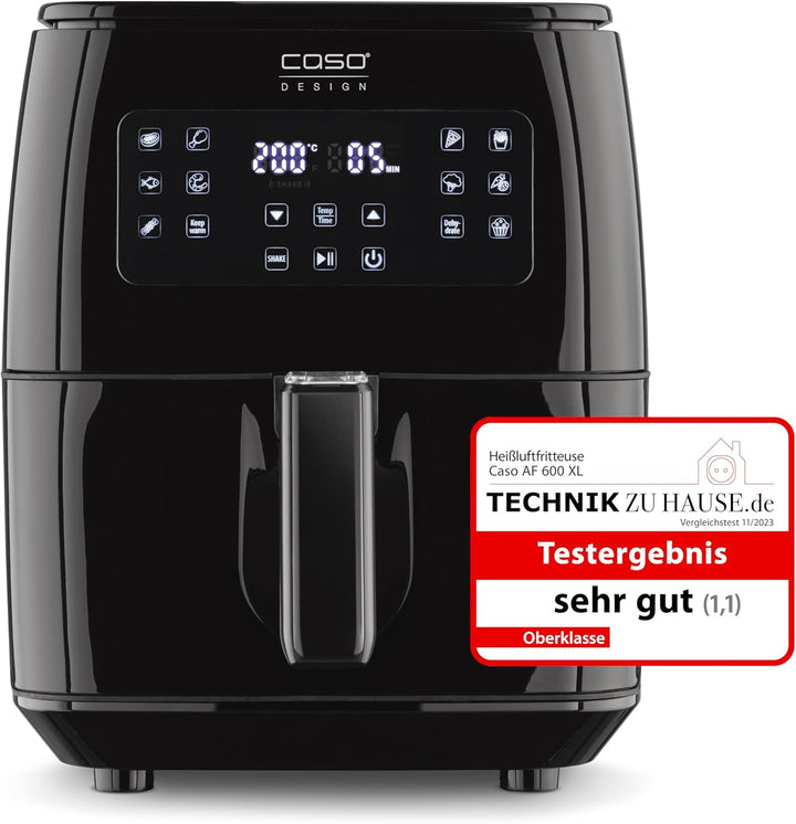 CASO AF 600 XL - grosse Heissluftfritteuse mit 6L Korbvolumen, 12 Automatik-Programme, Sensor-Touch