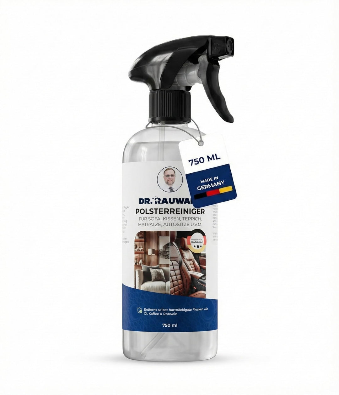 Dr. Rauwald Polsterreiniger 750ml inkl. Profi-Sprühkopf – Spezial für Wildleder, Alcantara, Sofa & A