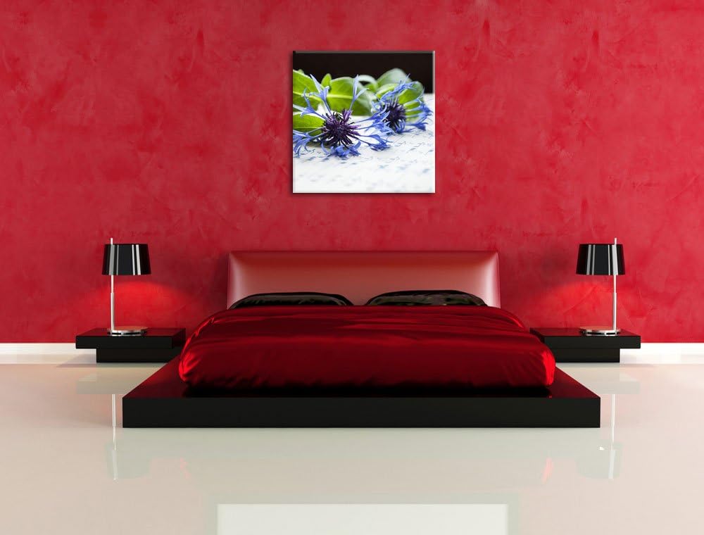 Pixxprint Notenblatt mit Kornblume als Leinwandbild Quadratisch/Grösse: 70x70 / Wandbild/Kunstdruck/