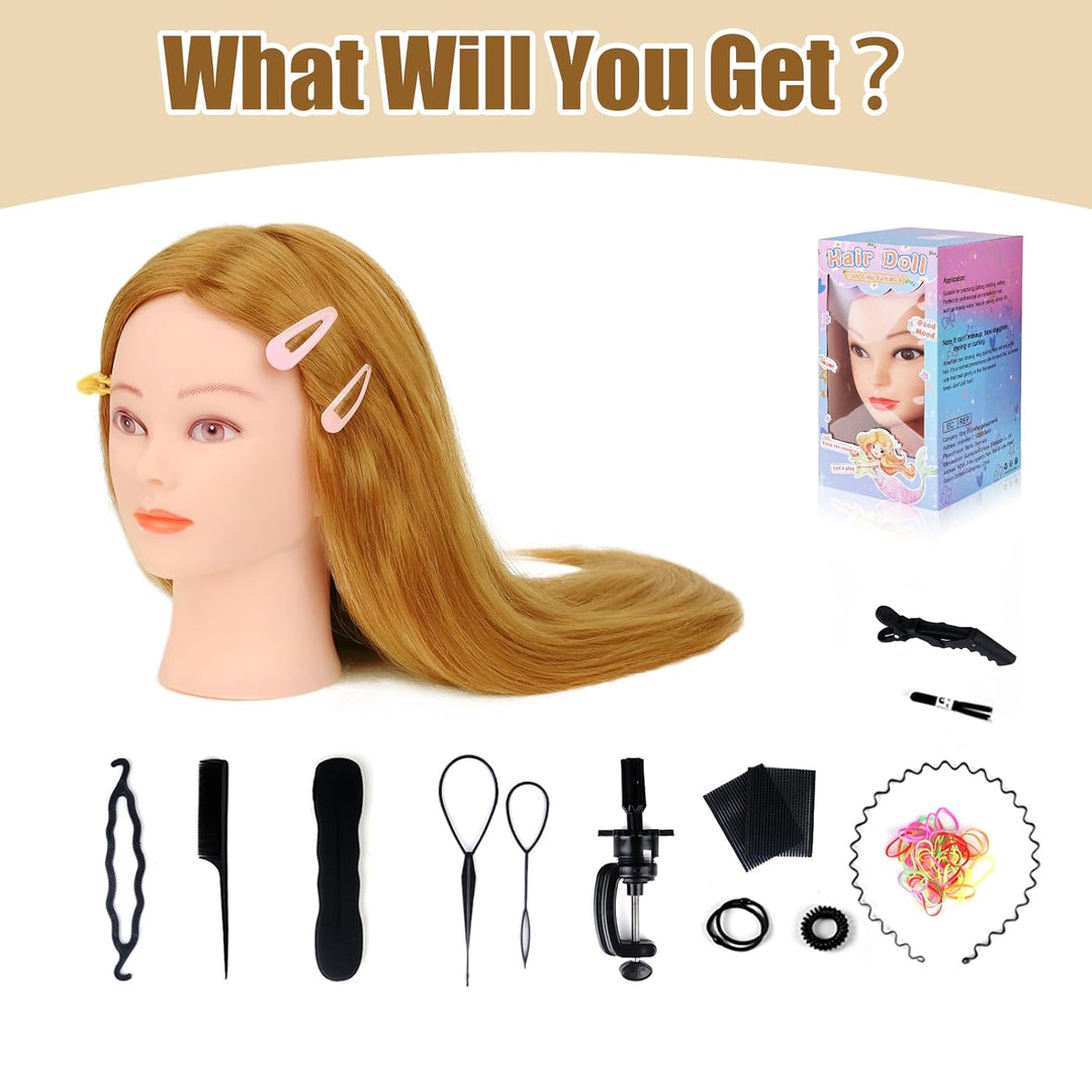 TopDirect Frisierkopf, 66cm/26 Zoll Puppenkopf zum Frisieren Langhaar, 70% natürliches Haar Training