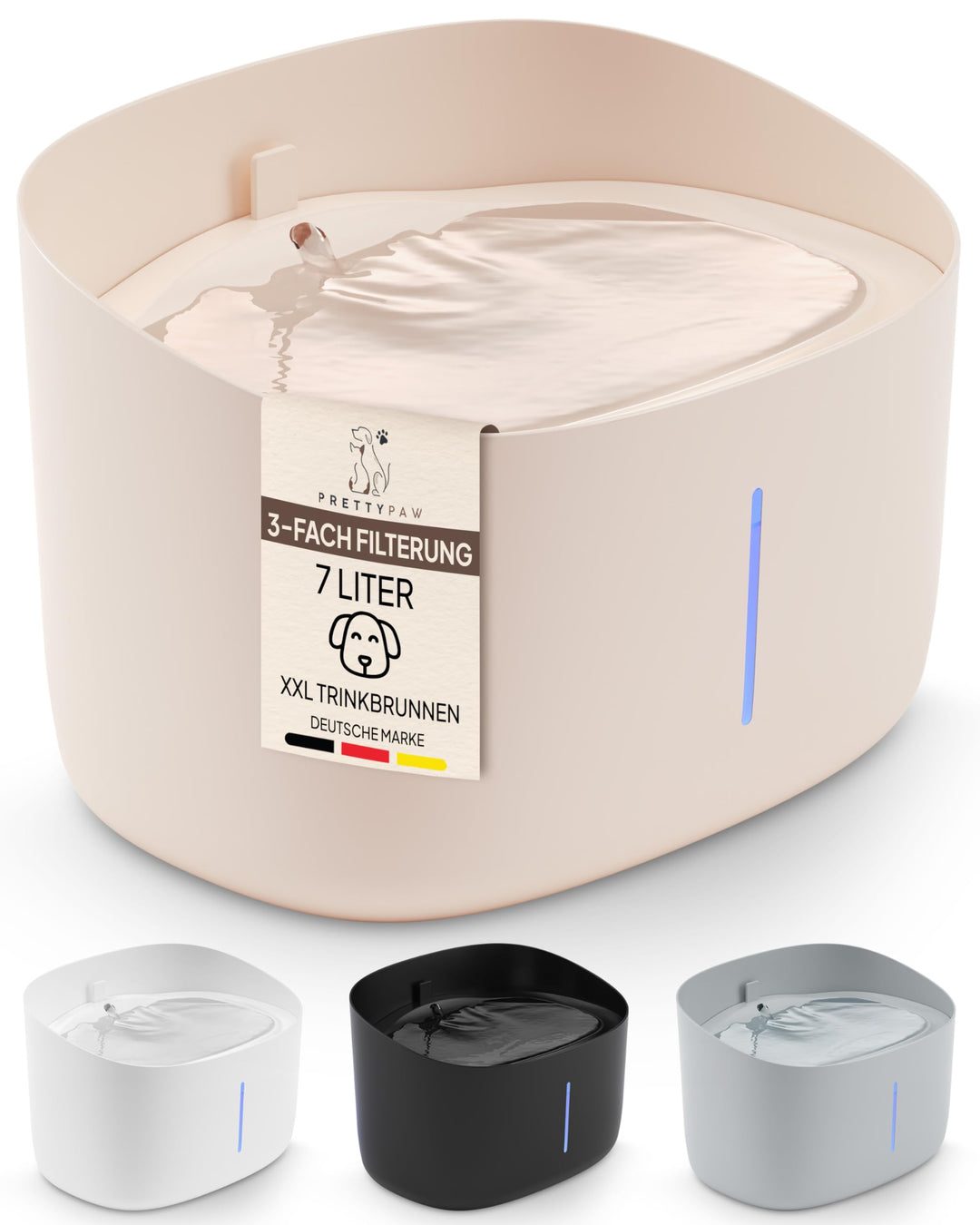 Pretty PAW® Trinkbrunnen für Hunde I Super leiser Hunde Trinkbrunnen mit 7 Liter Wassertank I BPA-fr