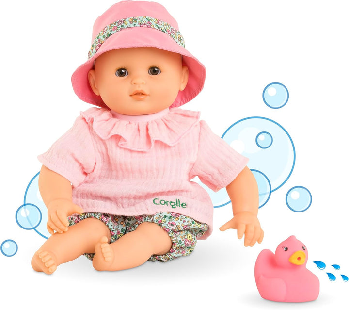 Mon Premier Poupon Badebaby Coralie, Weichkörper-Badepuppe mit Badetier, Schlafaugen, abnehmbare Kle