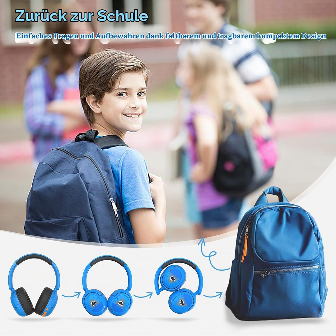 Bluetooth Kopfhörer Kinder, Kabellose KinderKopfhörer mit Mikrofon, 40H Wiedergabe, 74/85/94dB Einst