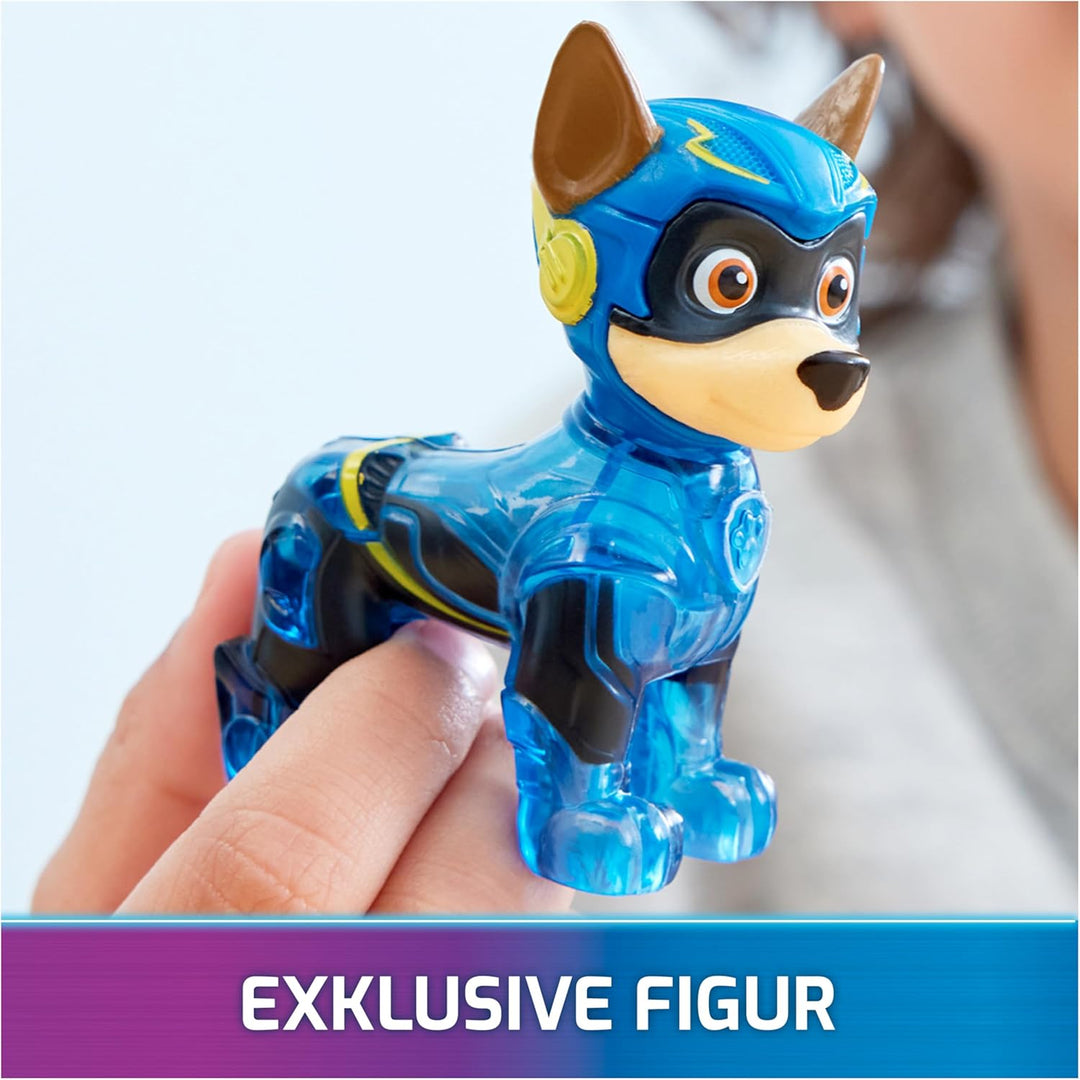 PAW PATROL: Der Mighty Kinofilm, Superhelden-Fahrzeug Spielzeugauto von Chase mit Welpenfigur, Poliz