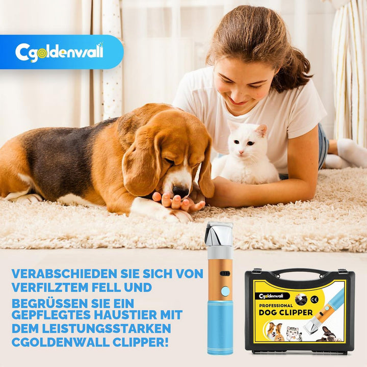 400W Profi Hundeschermaschine CGOLDENWALL Akku Tierhaarschneider 5h Standby Geräuscharm weniger als