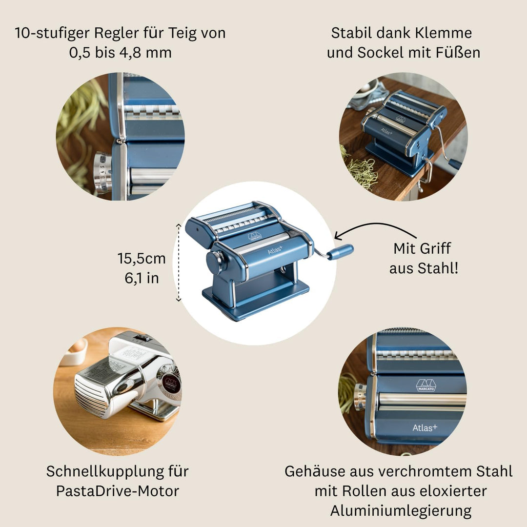 MARCATO Nudelmaschine Atlas+ Pulverblau Powder Blue, Powder Blue