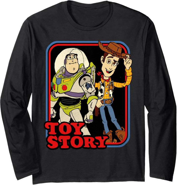Disney Pixar Toy Story Buzz And Woody Retro Portrait Langarmshirt
