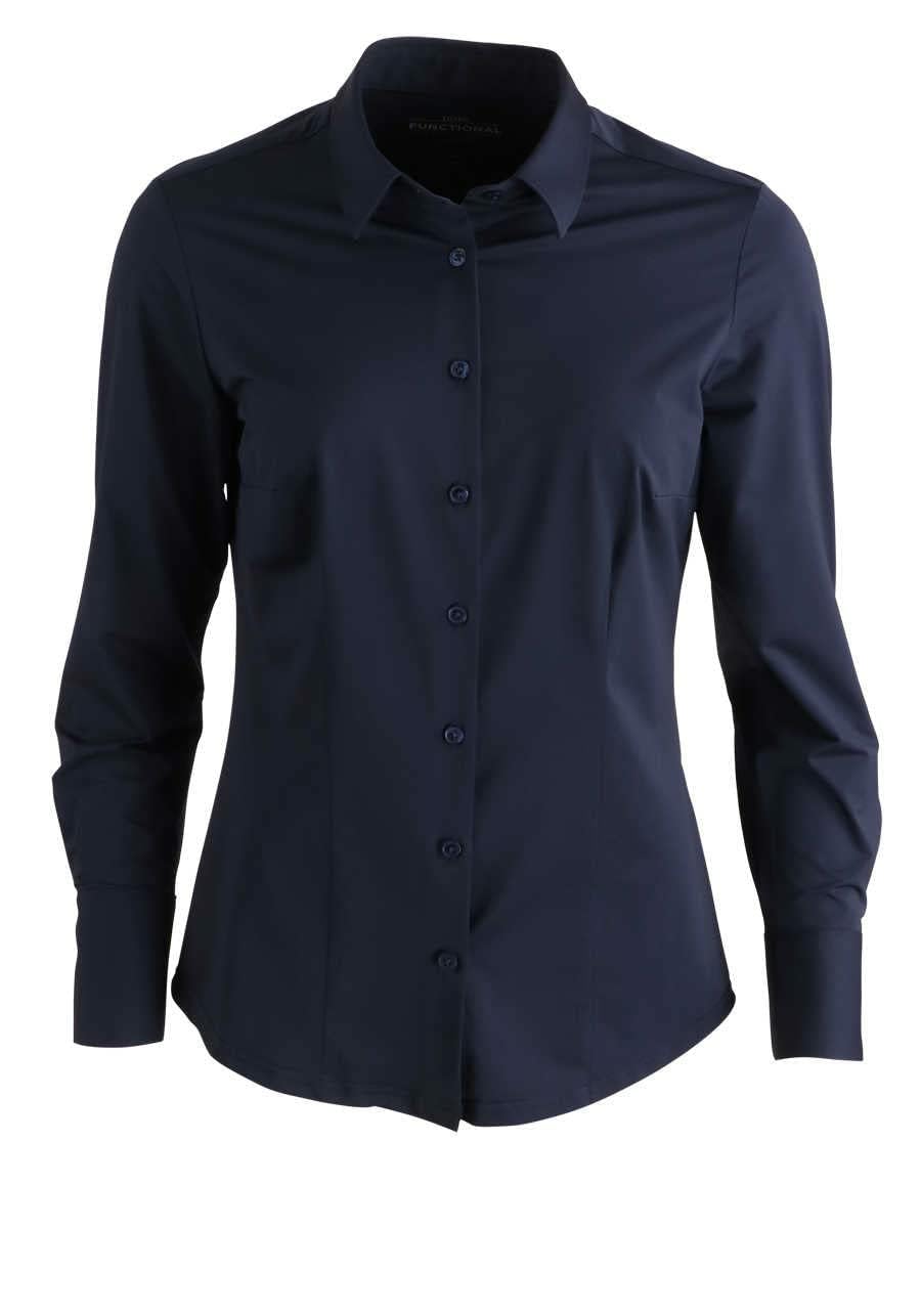 Pure Slim Functional Bluse Hemdenkragen Nachtblau M Nachtblau, M Nachtblau
