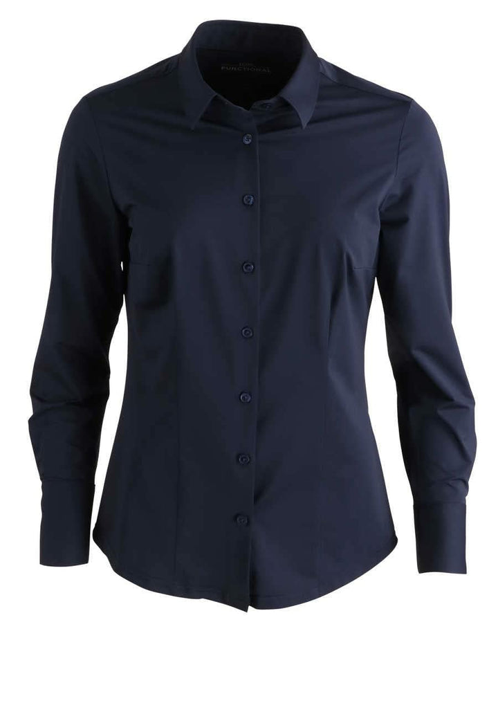 Pure Slim Functional Bluse Hemdenkragen Nachtblau M Nachtblau, M Nachtblau