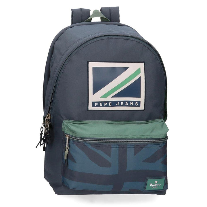 Pepe Jeans Tom Schulrucksack mit Zwei Fächern Blau PC-Rucksack, PC-Rucksack