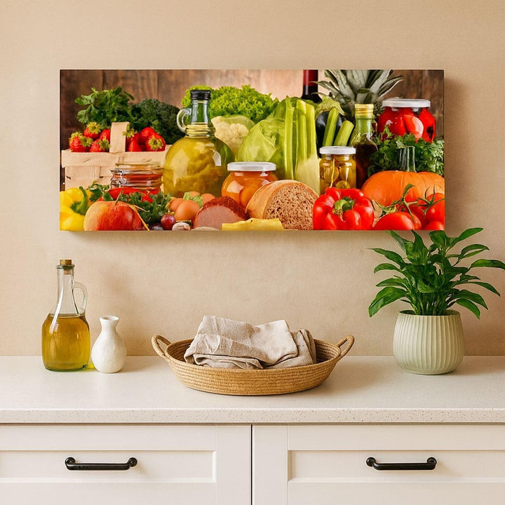 Wandbilder Dekoration Wohnzimmer Lebensmittel Gemüse Brokkoli Fleisch Bilder auf Leinwand 120x50cm L