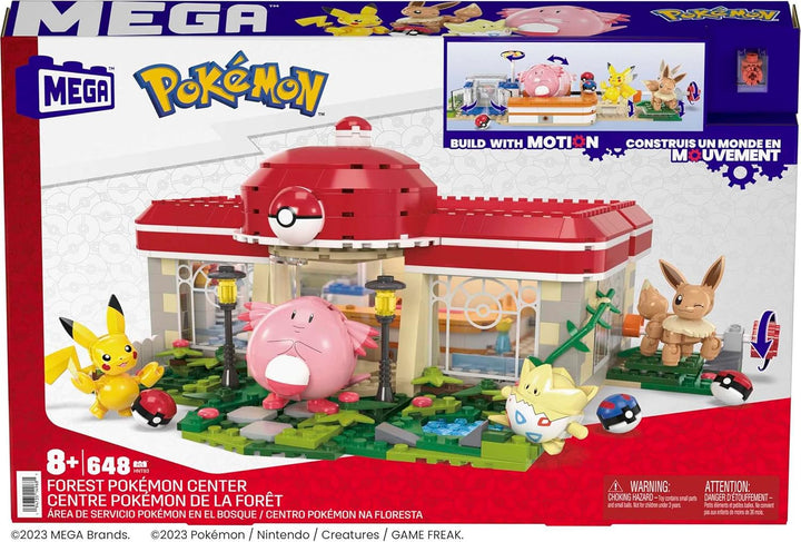 Mega Pokémon Bauset, 648 Teile, mit Pikachu, Chaneira, Evoli und Togepi, Bauspielzeug für Kinder und