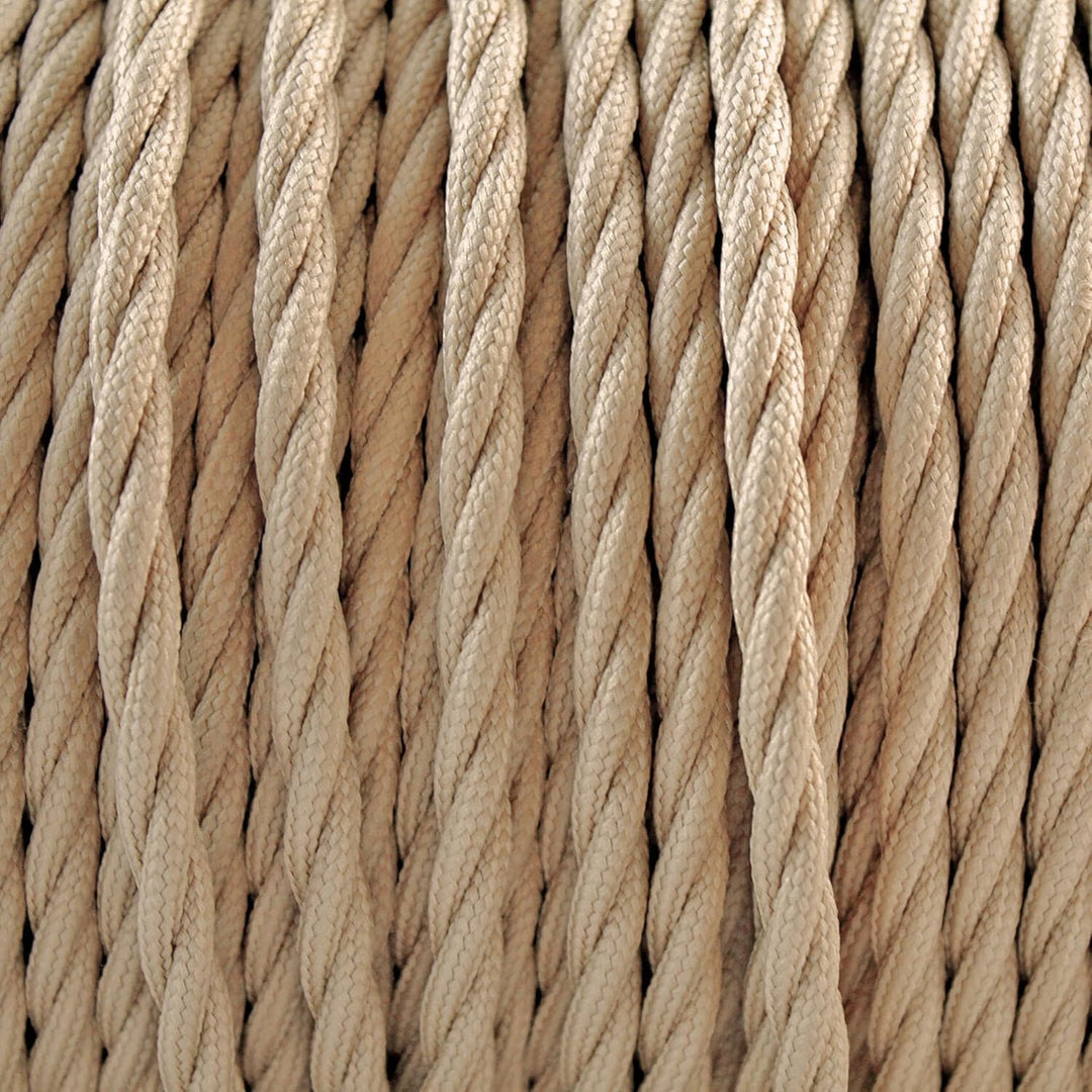 smartect Textilkabel Hellbraun, 5 Meter Vintage Lampenkabel Stoff Gedreht, 3-Adrig (3 x 0.75 mm²) St