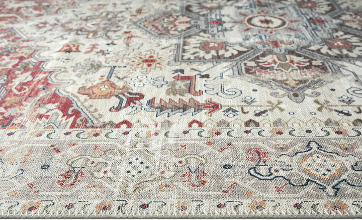 Teppich-Traum Modern klassischer Teppich mit orientalischen Verzierungen & Ornamenten in Creme rot o