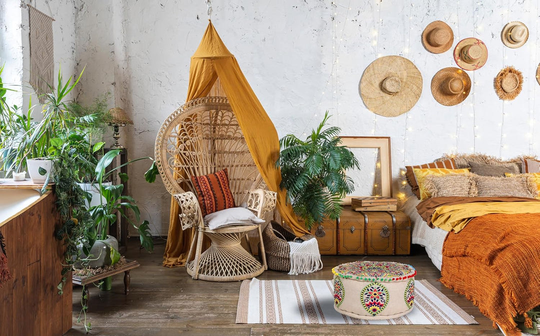 MARRAKESCH Pouf Hocker aus Baumwolle Hakika Inklusive Füllung ø 50cm Rund Bodenkissen als Orientalis