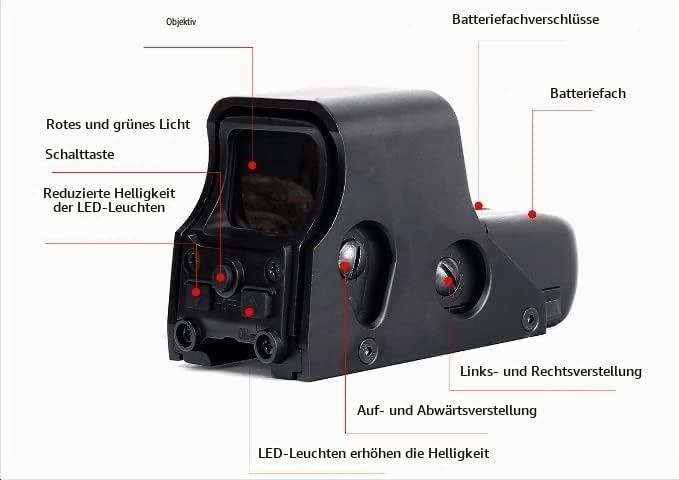 Minidiva 551 Holographic Sight Red Greenpoint Visier/Dot Sight Scope mit 20mm Rail, 10 Stufen Hellig