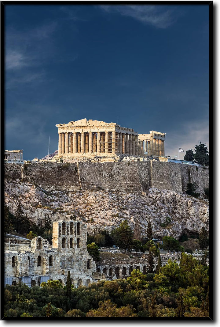 Rahmenbild Akropolis | Wandbild mit Rahmen schwarz | Bild Griechenland | Die Akropolis ist eine anti