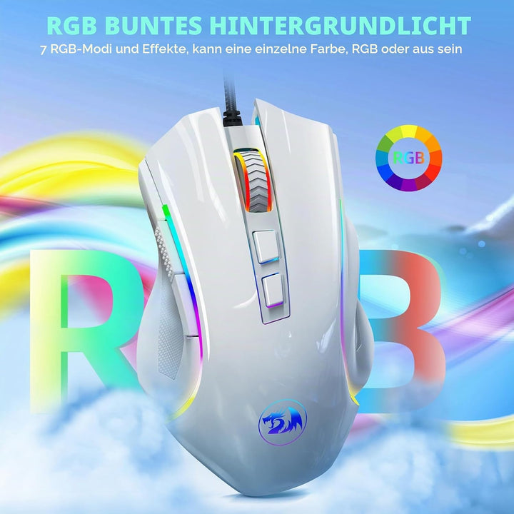 Redragon M602 Gaming Maus RGB Beleuchtet, 7200 DPI, 7 Tasten, 7 Beleuchtung Modis Programmierbar mit