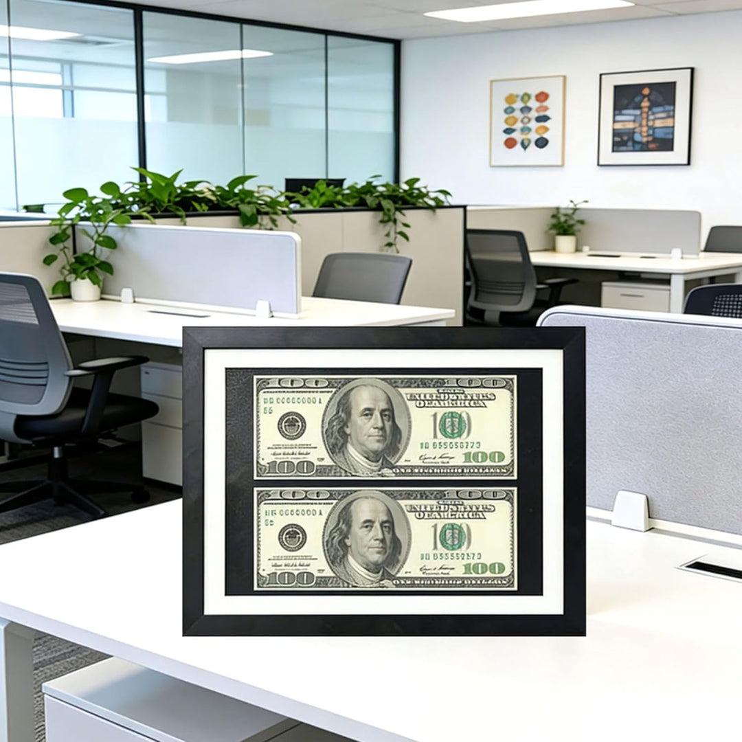 Dollarschein Schein-Display-Rahmen,Rahmen für Wand,HD-Glas,Mit schwarzer Rahmen.